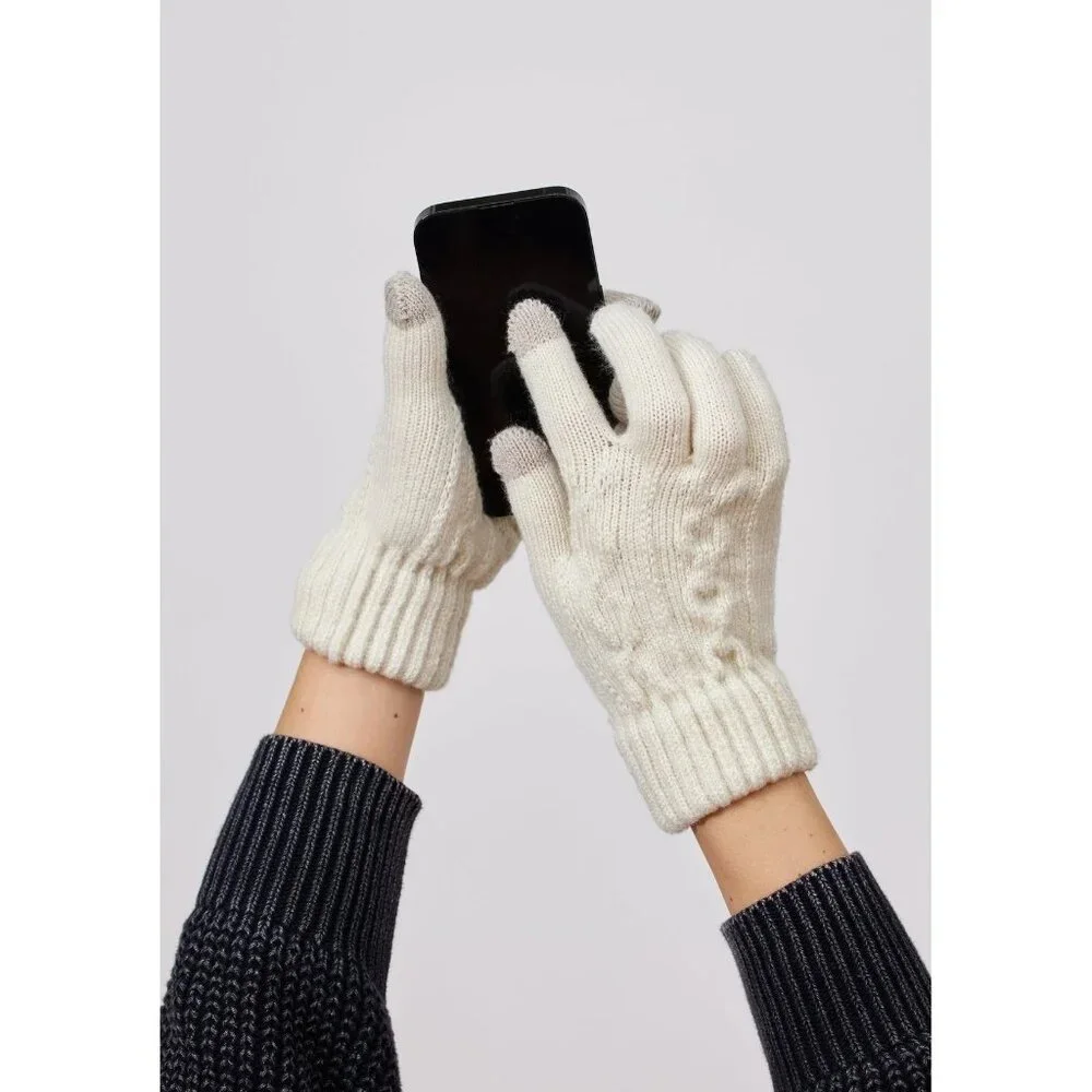 Hat Attack Frosty Touch Gloves in Ivory One Size Womens Smart Mittens